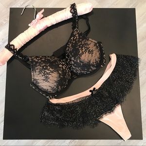 Victoria’s Secret Bra Thong Set Black Lace NWT